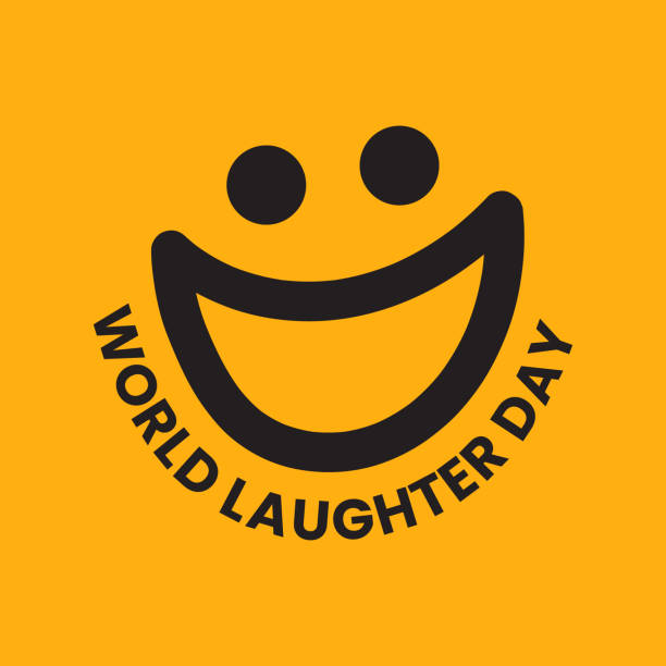 stockillustraties, clipart, cartoons en iconen met world laughter day vector illustration for greeting card, poster, banner, social media post. laughing emoji vector on yellow background. - lachen