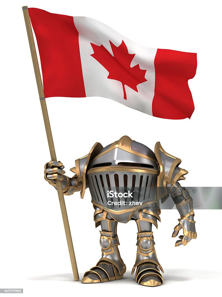 Knight con bandera de Canadá - Foto de stock de Abanderado libre de derechos