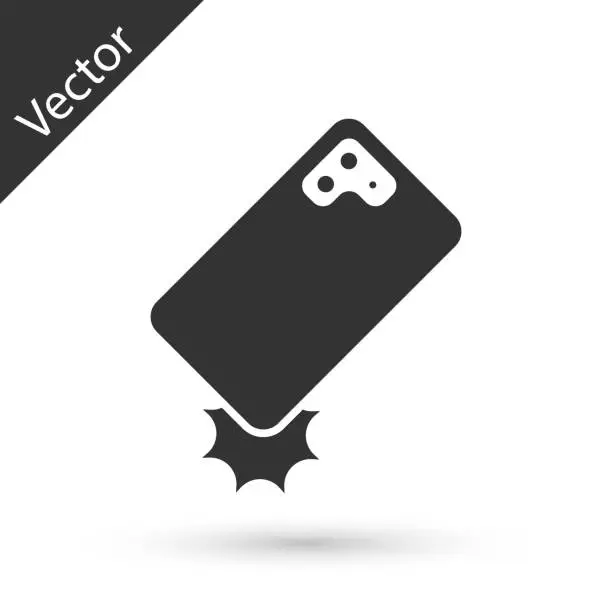 Vector illustration of Grey Shockproof mobile phone icon isolated on white background. Vector