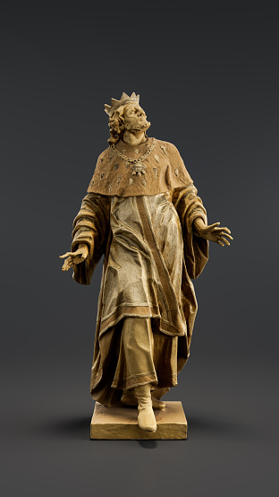 The sculpture of King Solomon, 18th century. 3d Rendering, single object