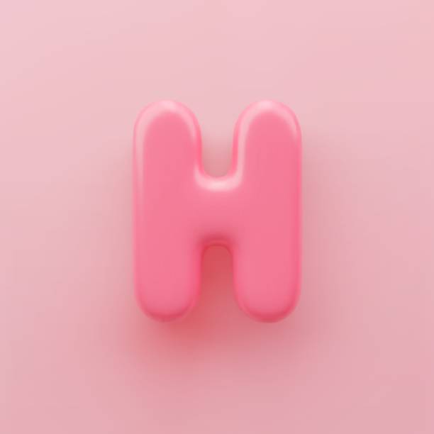 istock 3D Pink uppercase letter H with a glossy surface on a pink background. 1477781280