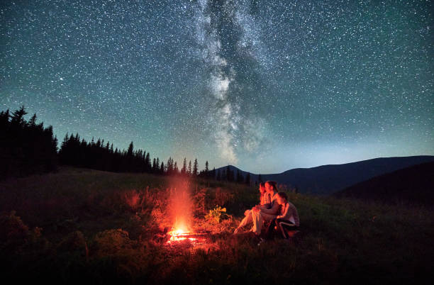 istock Cozy night with family in mountains. 1477784186