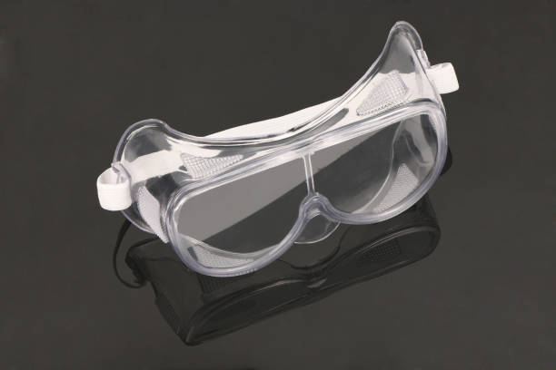 istock Safety glasseson on black acrylic background. High resolution photo. 1477786049