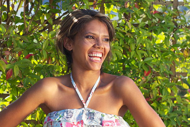 istock Beautiful Young Woman Laughing with Bare Shoulders 147778816