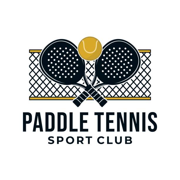 패들 테니스 스포츠 그래픽 템플릿입니다. 패들 볼 아이콘 게임 토너먼트 그림입니다. - paddle ball racket ball table tennis racket stock illustrations