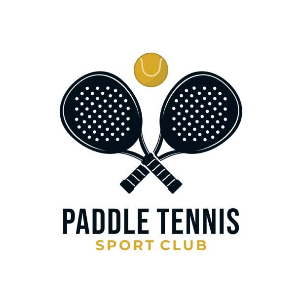 패들 테니스 스포츠 그래픽 템플릿입니다. 패들 볼 아이콘 게임 토너먼트 그림입니다. - paddle ball racket ball table tennis racket stock illustrations