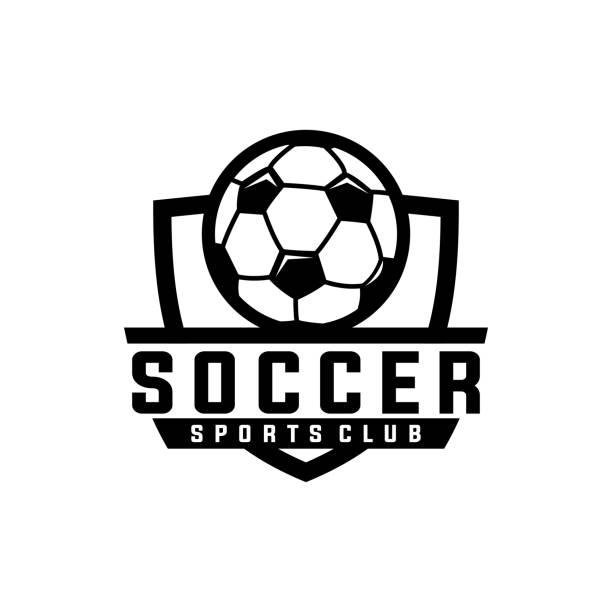 soccer badge vector template. football graphic illustration in badge emblem designs style. - 利安奴·美斯 幅插畫檔、美工圖案、卡通及圖標