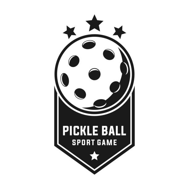 pickle ball sport graphic template. pickleball club game tournament vector illustration. - pickleball stock illustrations