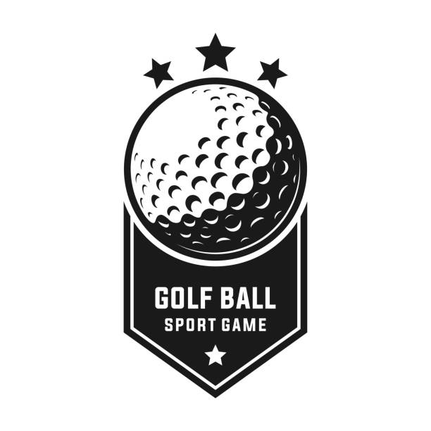 illustrations, cliparts, dessins animés et icônes de illustration vectorielle de badge de golf. modèle graphique sportif dans le style de l’emblème. - balle de golf