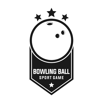 bowling sport vector template. sport ball graphic illustration in badge emblem patch style.