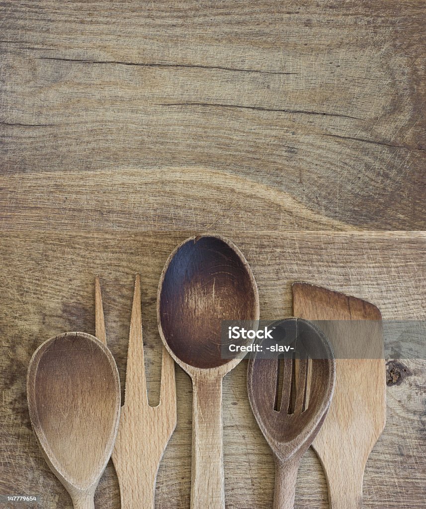 wooden cutlery with copy space old wooden cutlery with excellent copy space. Art And Craft Stock Photo