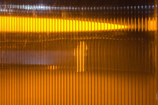 istock Translucent effect of wavy striped glass wall 1477812647