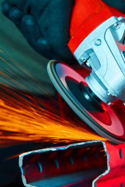 istock Worker Cutting Steel With Grinder 1477814004