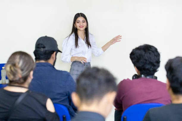istock Young speaker giving a business talk 1477822246