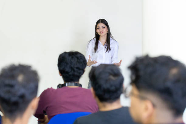 istock Young speaker giving a business talk 1477822638