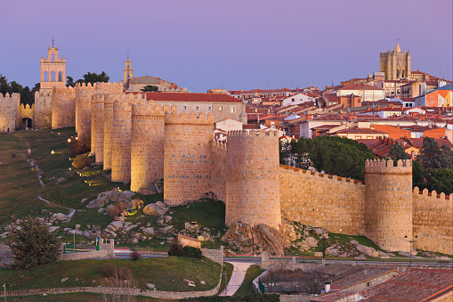 Avila skyline at dusk ( Spain).