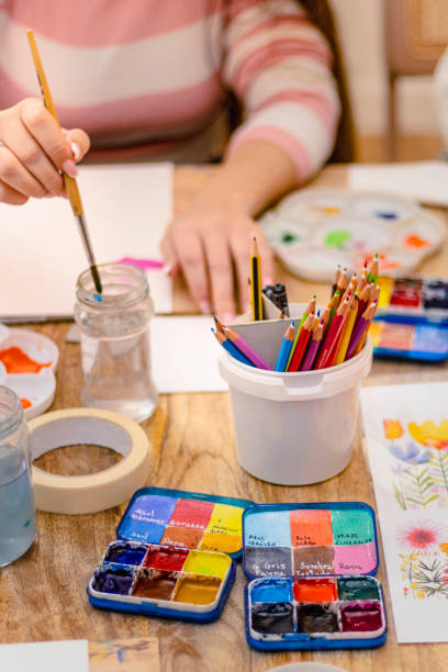 istock Watercolor Workshop. School Supplies. Drawing and painting materials. 1477832160
