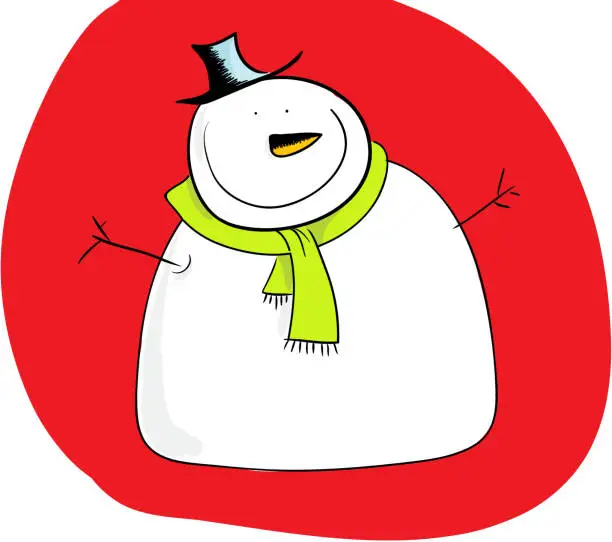 Vector illustration of Smiling Snowman