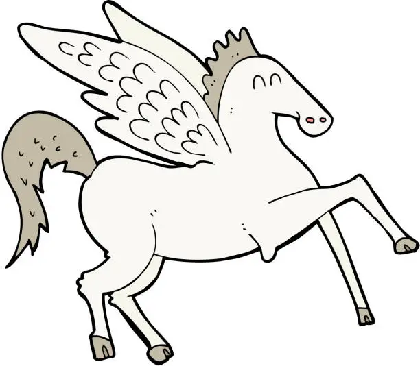 Vector illustration of cartoon pegasus