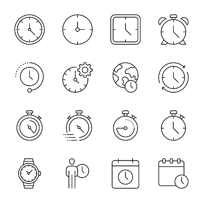 Time Editable Stroke Line Icons