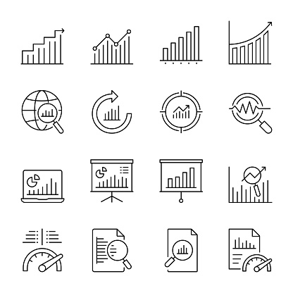 Graph And Chart Editable Stroke Line Icons