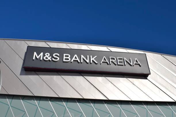 m&s bank arena at liverpool's dock, merseyside, to host eurovision song contest - liverpool stadium built structure building exterior imagens e fotografias de stock