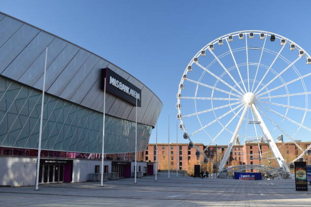 m&s bank arena at liverpool city's king's dock in merseyside - liverpool stadium built structure building exterior imagens e fotografias de stock