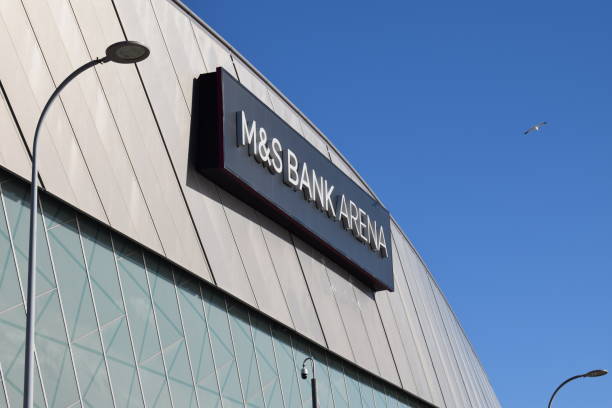 m&s bank arena at liverpool's dock, merseyside, to host eurovision song contest - liverpool stadium built structure building exterior imagens e fotografias de stock