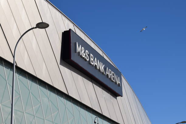 m&s bank arena at liverpool's dock, merseyside, to host eurovision song contest - liverpool stadium built structure building exterior imagens e fotografias de stock