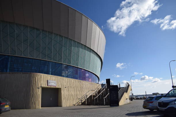 m&s bank arena at liverpool's dock, merseyside, to host eurovision song contest - liverpool stadium built structure building exterior imagens e fotografias de stock