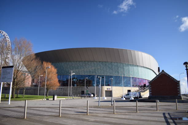 m&s bank arena at liverpool's dock, merseyside, to host eurovision song contest - liverpool stadium built structure building exterior imagens e fotografias de stock