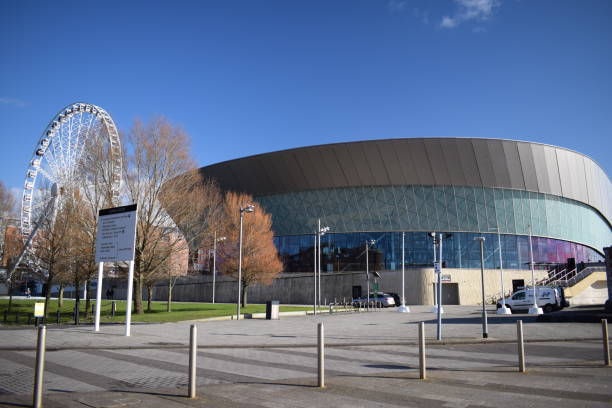 m&s bank arena at liverpool's dock, merseyside, to host eurovision song contest - liverpool stadium built structure building exterior imagens e fotografias de stock