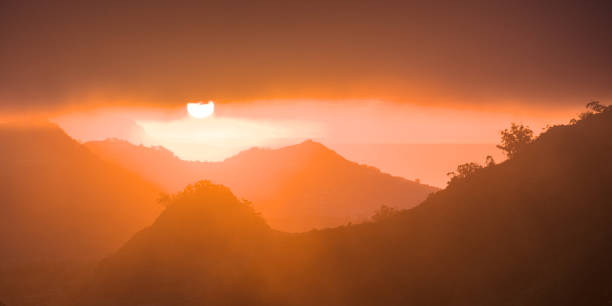 istock Beautiful golden sunset in the mountains. 1477838864