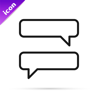 Black line Speech bubble chat icon isolated on white background. Message icon. Communication or comment chat symbol. Vector Illustration