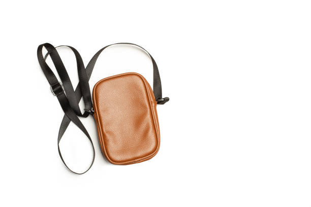 istock Brown leather hand bag on a white background with copy space 1477848597