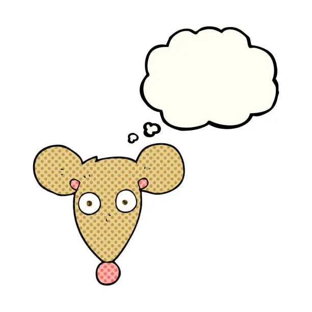 Vector illustration of freehand drawn thought bubble cartoon mouse