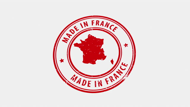 Made in France - Stamp. Signed Stamped Text Animation of Wooden Stamps.