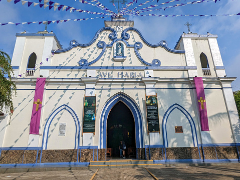 The Entrance to the Cathedral on the  Public Square in Concepcion de Ataco in El Salvador Central America