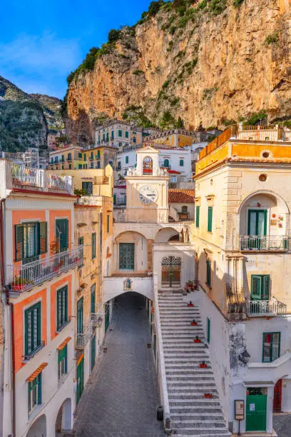 Atrani, Italy town view in the Amalfi Coast.