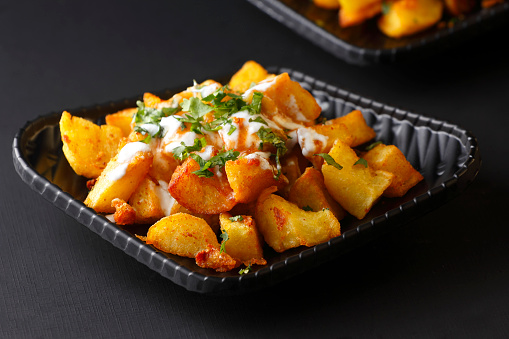 Aloo chaat is a popular Indian street food that is enjoyed by many.