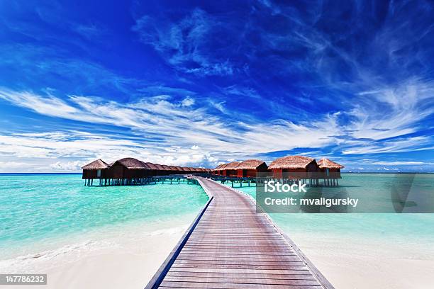 Overwater Villas On The Lagoon Stock Photo - Download Image Now - Bora Bora, Water, Bungalow