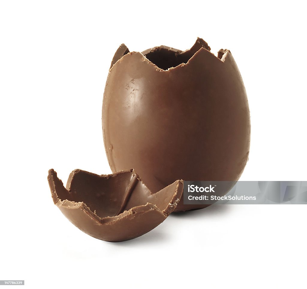 Broken Chocolate Easter egg Chocolate easter egg with the top broken off Easter Egg Stock Photo