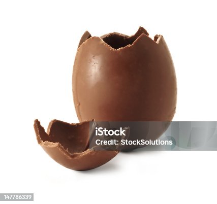 Brown Broken Chocolate Egg Cracked Shell Two Halves Stock Illustration -  Download Image Now - iStock