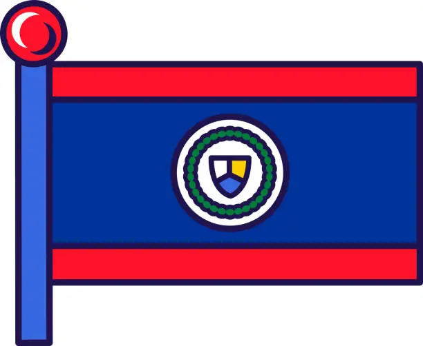 Vector illustration of Belize Country Flagpole Flag Banner