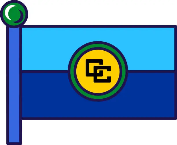 Vector illustration of Caribbean Community Flagpole Flag Banner