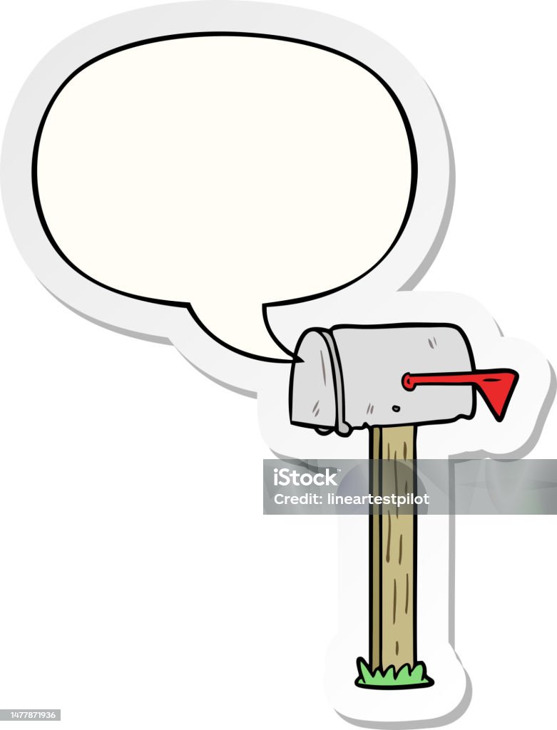 Mailbox Exploding Cartoon Cartoon Mailbox With Speech Bubble Sticker Stock Illustration ...