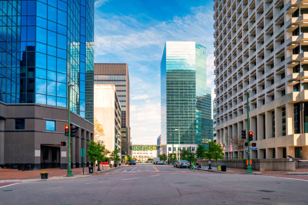 Financial district in downtown Norfolk, Virginia, USA.