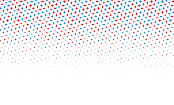 Vector illustration of Red and blue half tone stars gradient pattern background