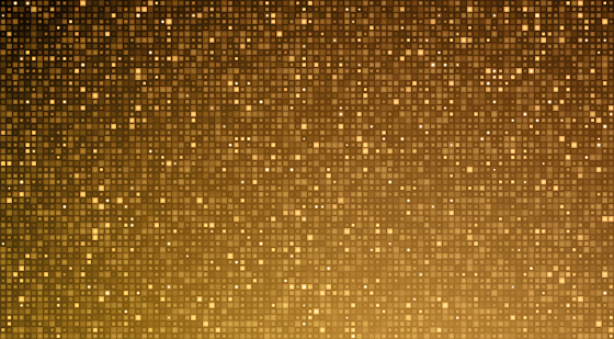 Shiny gold colored sparkling sequin glitter background. Seamless vector illustration