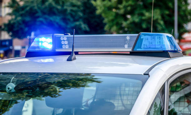 istock Blue Flash Light Of Police Car 1477883330